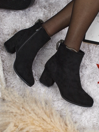 Női öko velúr bokacsizma vastag sarokkal Ornella