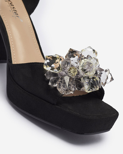 Fekete női szandál kristályokkal Celidi - Lábbeli