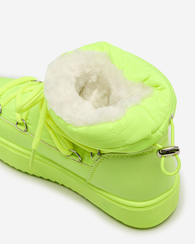 Royalfashion Gyermek papucscipő a'la hócsizma neonsárga színben Asifa
