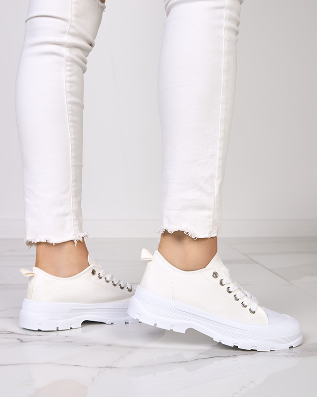 Fehér és ekrü női tornacipő magasabb talpon Mytiko - Lábbeli