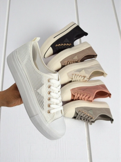Női fehér Ariadne Mesh sneaker – szellős tornacipő lapos talpon