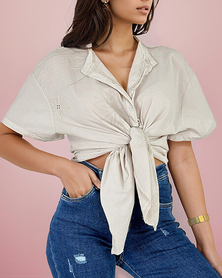 Royalfashion Női oversize hímzett ing