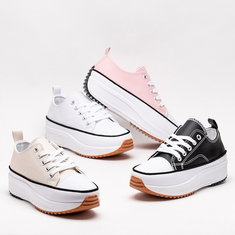 Világos rózsaszín női sportcipő a'la öko-bőr Tenemika tornacipő - Lábbeli