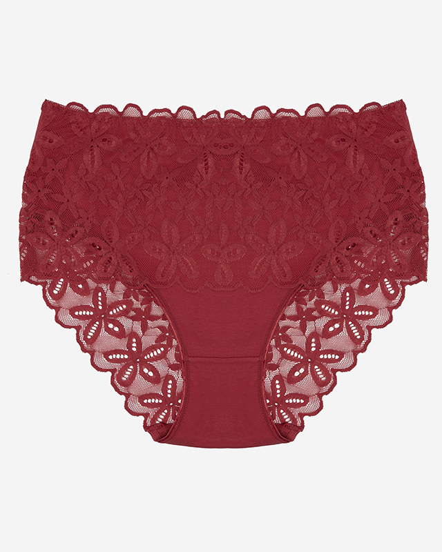 Női csipkés bugyi bordó színben PLUS SIZE- Fehérnemű