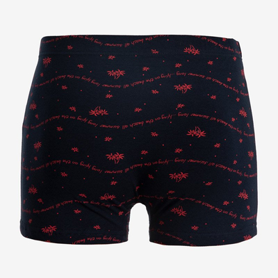Férfi sötétkék boxer, piros mintákkal - Fehérnemű