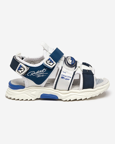 Fehér és sötétkék fiú szandál tépőzáras Roser-Footwear-rel