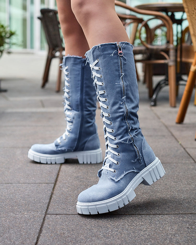 Royalfashion Kék női szövet csizma Leconen