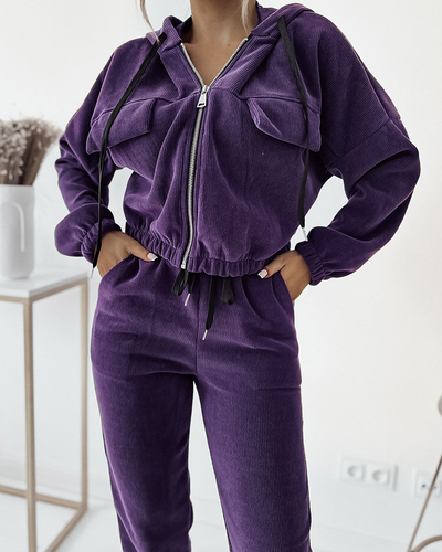 Royalfashion női csíkos sport szett lila színben