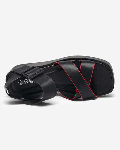 OUTLET Fekete-piros női öko bőr ékszandál Scozi - Footwear