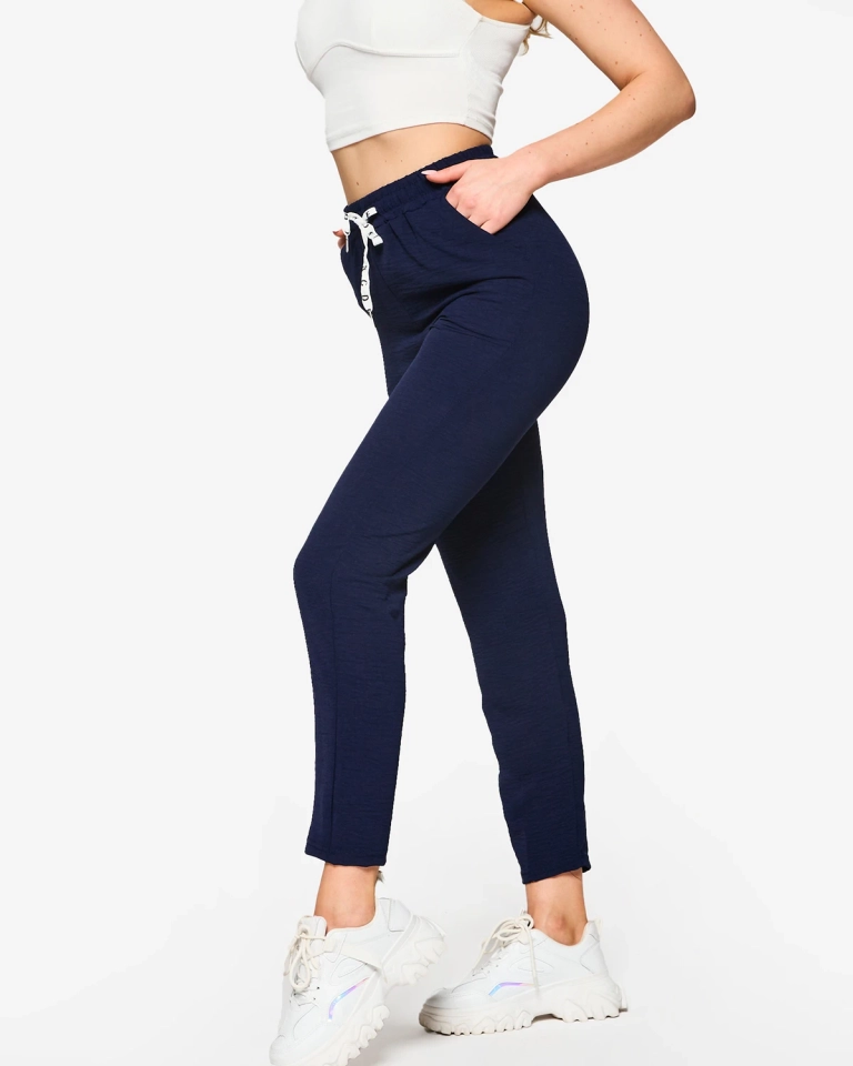 Navy kék női egyenes szövetnadrág - Ruházat