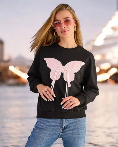 Royalfashion női pamut vékony nyomtatott pulóver