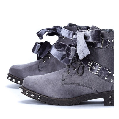 Szare workery z ćwiekami Liana - Obuwie