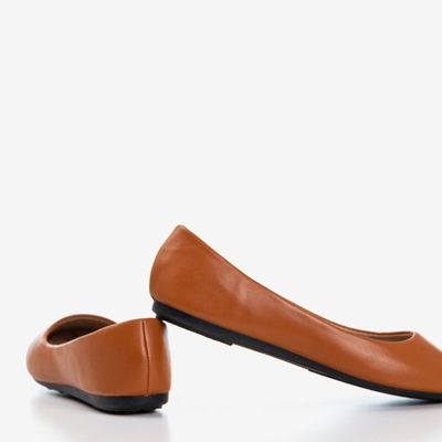 Brązowe baleriny eko-skórzane Falo - Obuwie