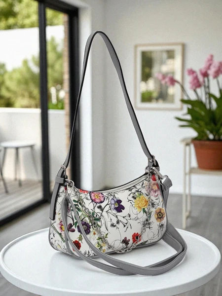Royalfashion Kis női kézitáska ökobőrből, virágmintás Lily Bloom
