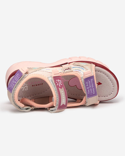 Rózsaszín gyerekszandál színes betétekkel Meniko - Shoes