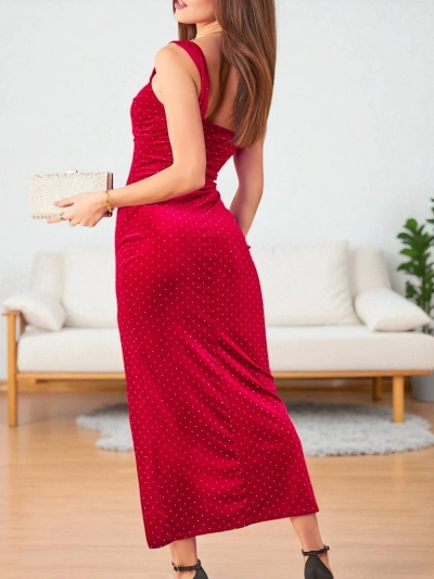 Royalfashion Női midi ruha strasszokkal