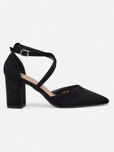 Royalfashion női ökovelúr magassarkú cipők Kanastru pántokkal