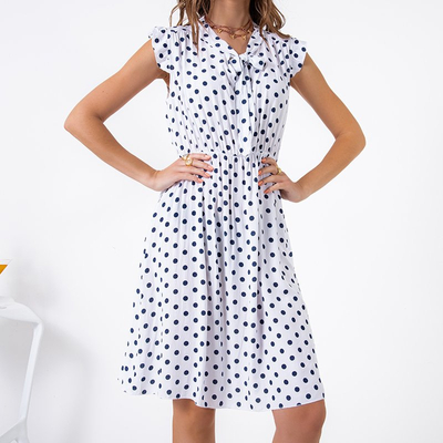 Női fehér pöttyös ruha - Ruházat