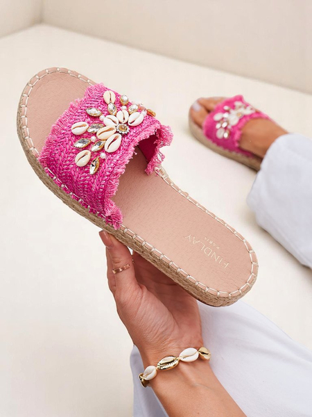 Royalfashion Callista női fukszia platformos papucs kagylókkal