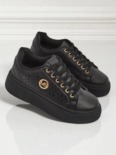 Aurelia Nero - Fekete Royalfashion platform öko bőrből, LH201-8 modell