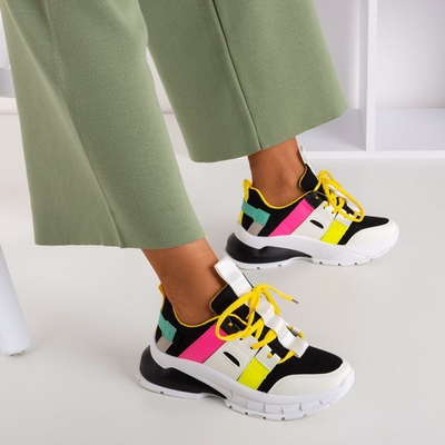 Czarne sneakersy sportowe z kolorowymi wstawkami Ida - Obuwie