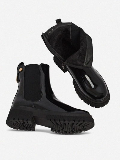 Lakkozott női eco bőr Calebi bokacsizma