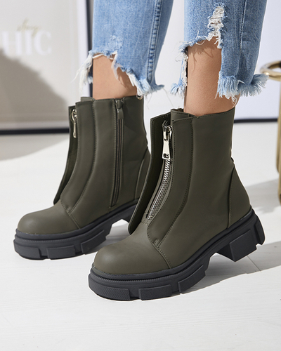 Női szigetelt sötétzöld magas szárú csizma Slovys- Lábbeli