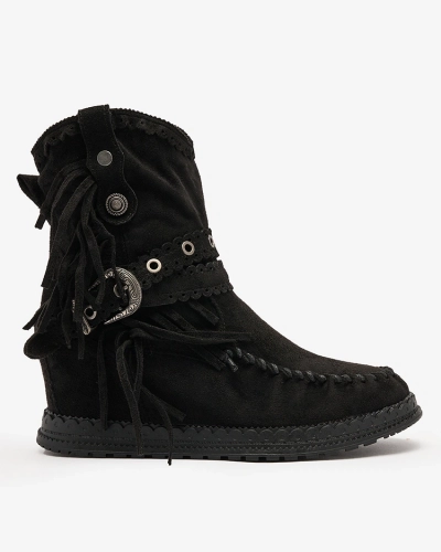 Royalfashion Fekete női csizma rejtett horgonnyal Dibisa