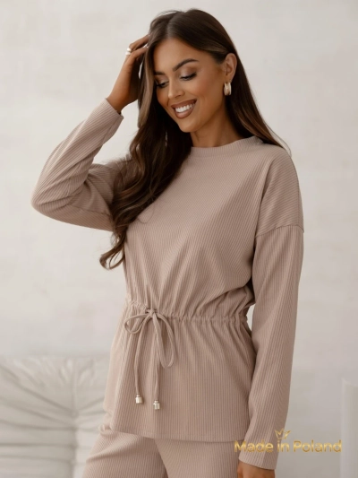 Royalfashion Pamut női szett, pulóver stílusú, bordázott