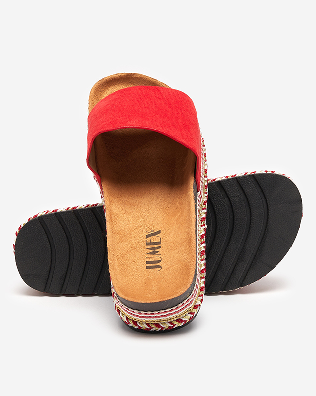 Női öko velúr piros szandál Kiccori- Lábbeli