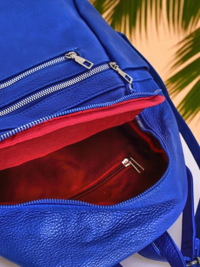 Callisto Royal Blue női hátizsák – nagy, divatos öko bőrből, cipzárral