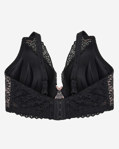 Női rózsaszín melltartó fekete csipkével - Fehérnemű