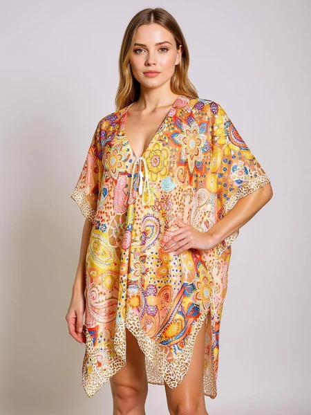 Pareo Afrodyta Royalfashion – színes strandruha V-nyakkal