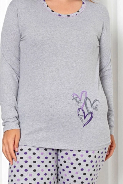 Royalfashion Női 2 részes pamut pizsama szett pöttyökkel PLUS SIZE