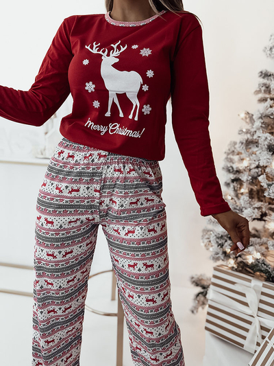 Royalfashion Női karácsonyi pizsama piros színben