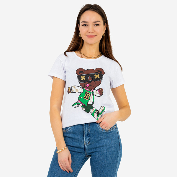 Női 'fehér nyomott póló - Ruházat