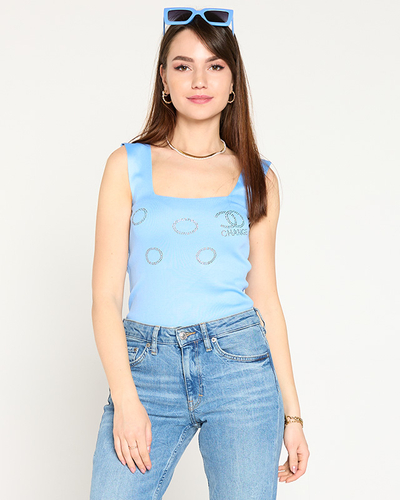 Női világoskék felső arany cirkóniával - Ruházat