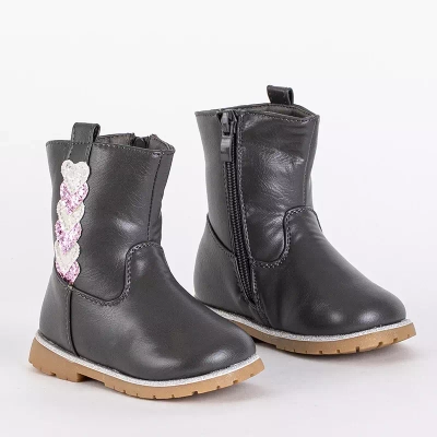 OUTLET Szürke lány csizma dekoratív felsőrésszel. Nokimi-Shoes