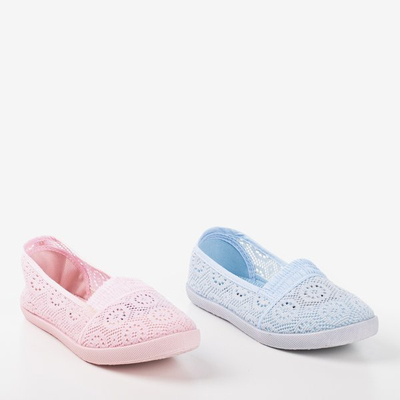 Niebieskie baleriny wykonane z materiału Noremies - Obuwie