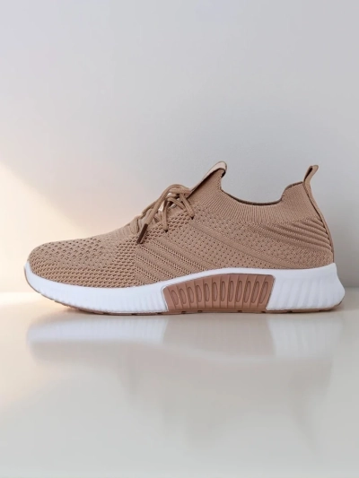 Aristea női sneaker világosbarna lapos talpú szövet 3 cm