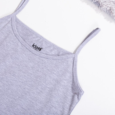 Női szürke felső vékony pántokkal PLUS SIZE - Ruházat