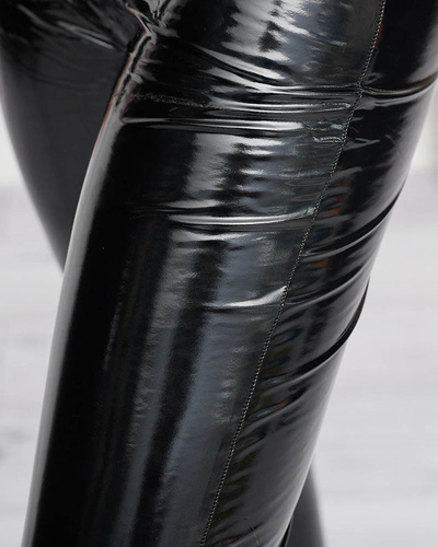 Fekete női vinyl leggings - Ruházat