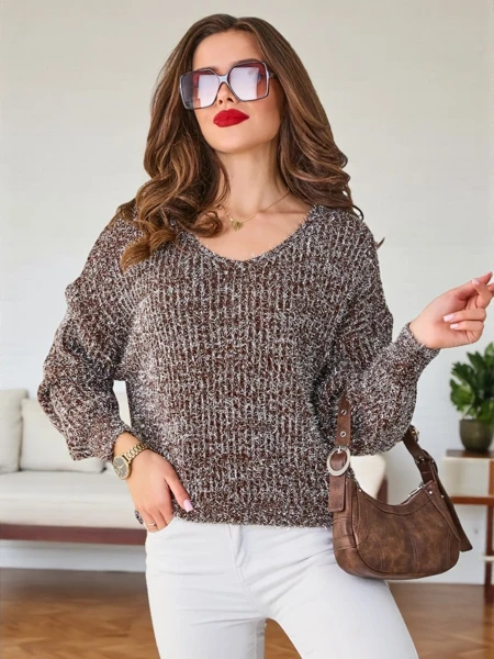 Royalfashion Női pulóver csillogó szállal