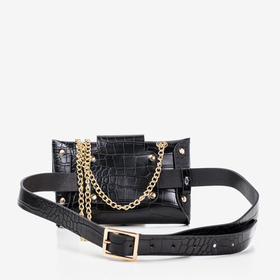 Czarna wężowa listonoszka a'la nerka - Torebki 