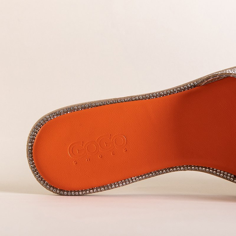 OUTLET Narancssárga női papucs cirkóniákkal Verina - Lábbeli
