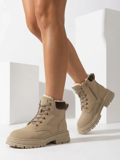 Royalfashion Szürke-barna női szigetelt trapper csizma Radoras