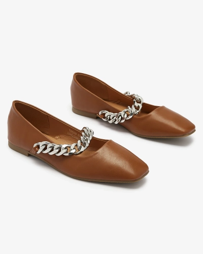 Barna női balerinák lánccal Serima - Lábbeli