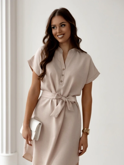 Royalfashion női mini ruha rövid ujjú, gombos nyakkivágással