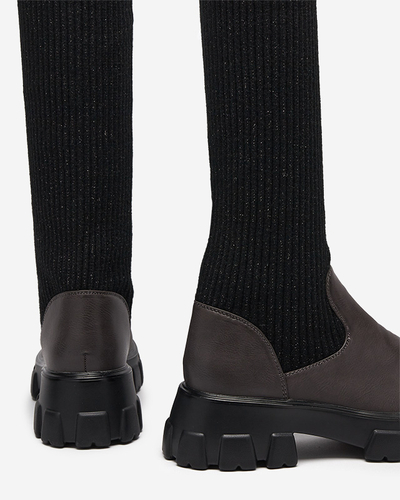 Fekete és barna magas csúszású női csizma Alerpi- Footwear