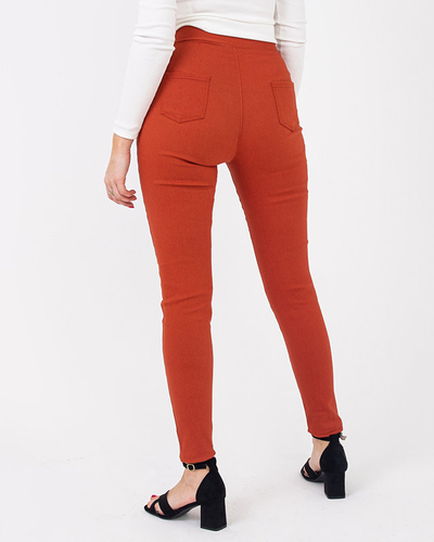 Női barna szövet tregging díszgombokkal - Ruházat